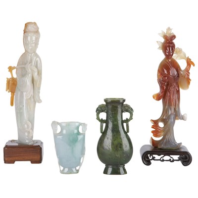 Lot 372 - Group of Four Chinese Hardstone Articles 19th...