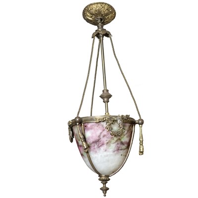 Lot 376 - Art Nouveau Style Gilt-Metal and Frosted Glass...