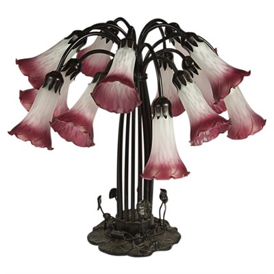 Lot 256 - Tiffany Style Glass and Patinated-Metal...