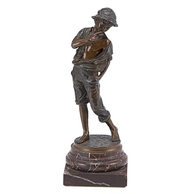 Lot 188 - Bronze Figure of a Boy Smoking Height 12 inches.