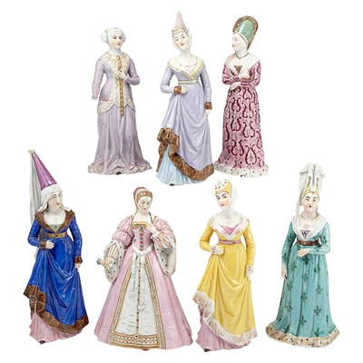 Lot 504 - Assembled Group of Seven Continental Porcelain...