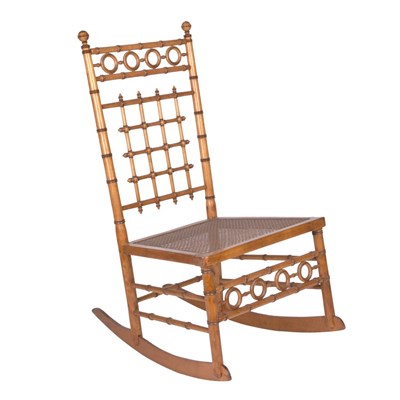 Lot 142 - Aesthetic Movement Faux Bamboo Maple Rocking...