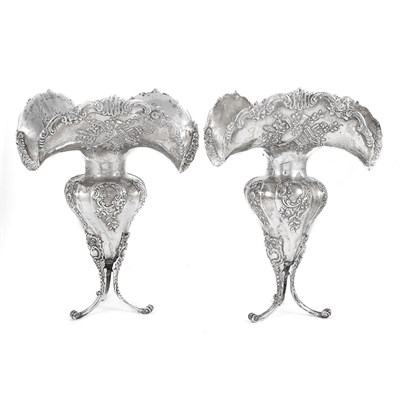 Lot 240 - Pair of Continental Silver Footed Vases Each...
