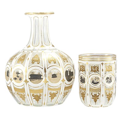 Lot 138 - Continental Overlay Glass Tumble Up Late...