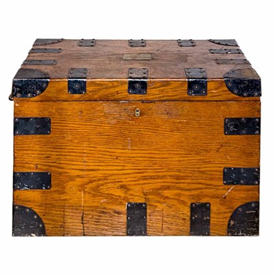 Lot 98 - Continental Iron Bound Hardwood Silver Chest...