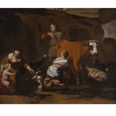 Lot 63 - Attributed to Karel Dujardin A Herdsman and...
