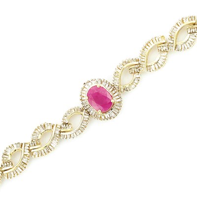 Lot 111 - Gold, Ruby and Diamond Bracelet