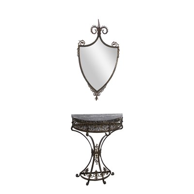 Lot 381 - Art Deco Wrought Iron and Gilt-Metal Console...