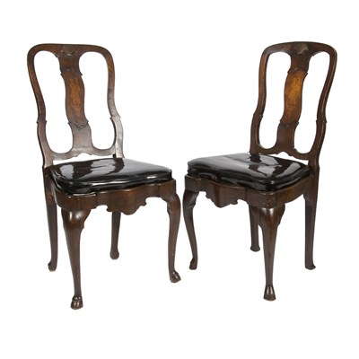 Lot 195 - Set of Four Queen Anne Style Marquetry Inlaid...