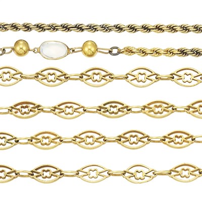 Lot 182 - Two Antique Long Gold Chain Necklaces