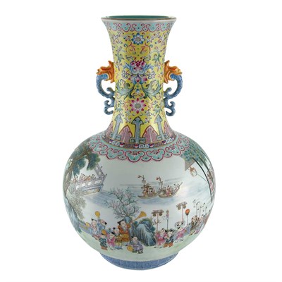 Lot 419 - Chinese Famille Rose Glazed Porcelain Vase...