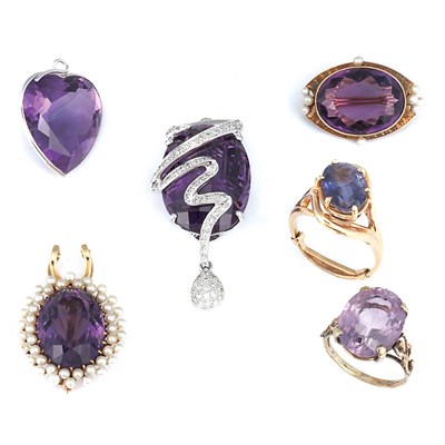 Lot 174 - Group of Amethyst Jewelry and Iolite Ring
