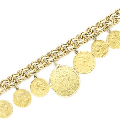 Lot 130 - Gold Coin Charm Bracelet