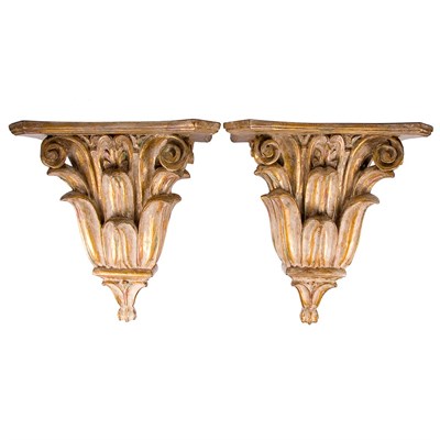 Lot 463 - Pair of Neoclassical Style Gilt-Wood Brackets...