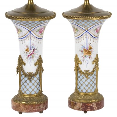 Lot 172 - Pair of Sevres Style Gilt-Metal Mounted...