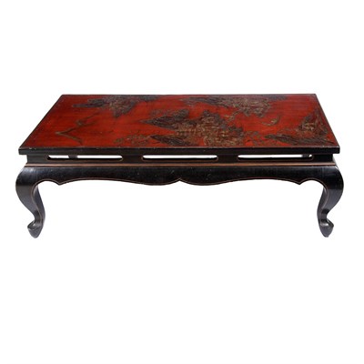Lot 414 - Chinese Red and Black Lacquered Wood Low Table...