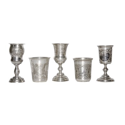 Lot 1203 - Group of Russian Niello Silver Cordial Glasses...