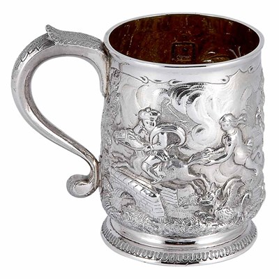 Lot 294 - George II Silver Mug Marks partially effaced,...