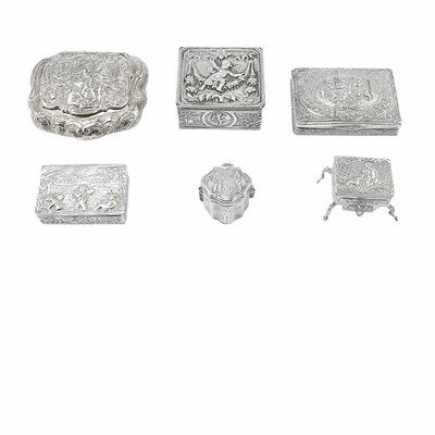 Lot 239 - Group of Six Continental Silver Trinket and...