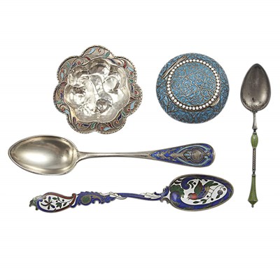 Lot 255 - Group of Continental and Russian Enameled...