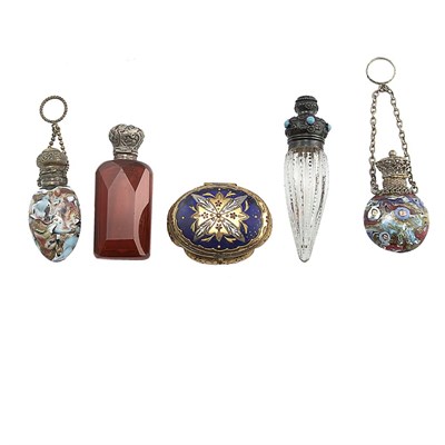 Lot 542 - Group of Four Metal Mounted Glass Scent...