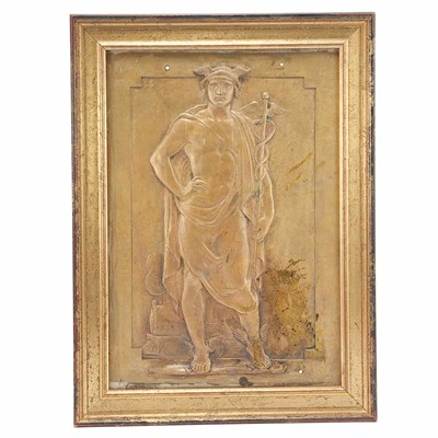 Lot 401 - Framed Bronze Plaque of Mercury Possibly made...