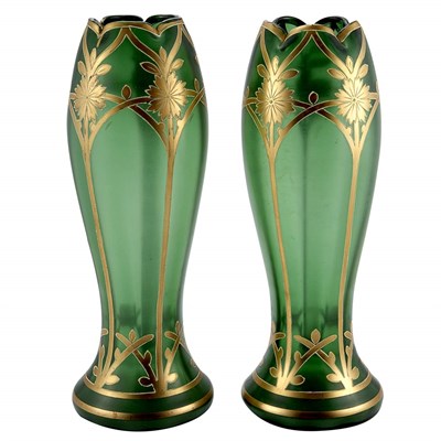 Lot 341 - Pair of Bohemian Art Nouveau Gilt and Enameled...
