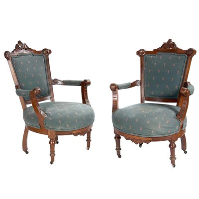 Lot 425 - Pair of Renaissance Revival Stained Wood...