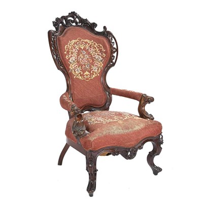 Lot 269 - Rococo Revival Carved Mahogany Needlepoint...
