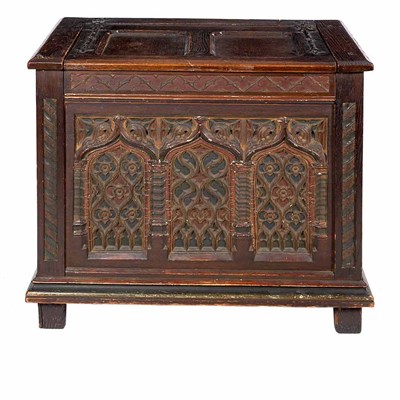 Lot 314 - Gothic Style Carved Oak Chest The rectangular...