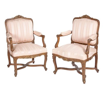 Lot 106 - Pair of Louis XV Style Carved Mahogany...