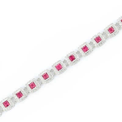 Lot 173 - White Gold, Pink Tourmaline and Diamond Bracelet