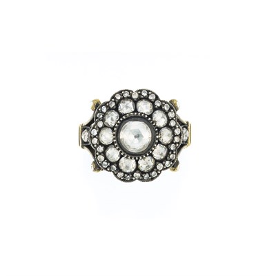 Lot 180 - Gold, Blackened Silver and Diamond Ring