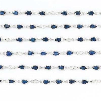 Lot 171 - Long White Gold, Sapphire and Diamond Chain Necklace