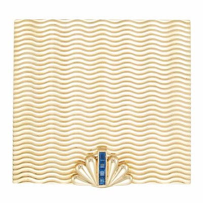 Lot 328 - Gold and Sapphire Compact, Cartier