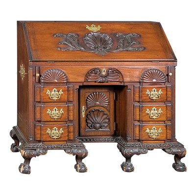 Lot 237 - Colonial Revival Mahogany Block Front Kneehole...