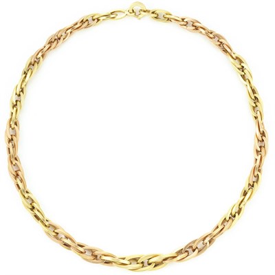 Lot 129 - Two-Color Gold Link Necklace
