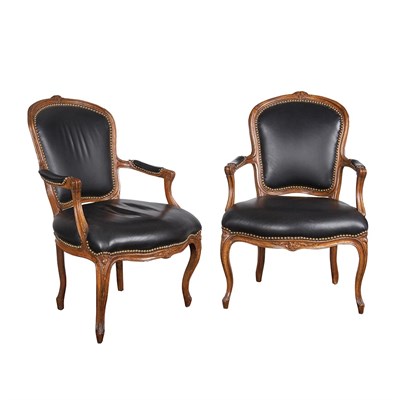 Lot 376 - Pair of Louis XV Beechwood Fauteuils en...