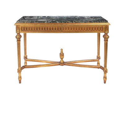 Lot 577 - Louis XVI Style Gold Painted Console The green...