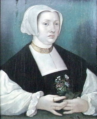 Lot 42 - Flemish School 16th Century Lady in a White...