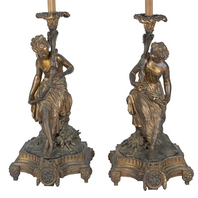 Lot 1094 - Pair of Louis XVI Style Gilt-Bronze Figural...