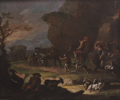 Lot 64 - Flemish School 17th Century Herdsmen with...
