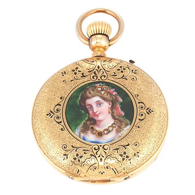 Lot 164 - Antique Gold and Portrait Miniature Hunting Case Pocket Watch
