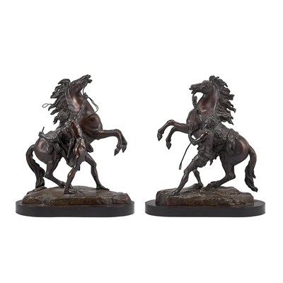 Lot 1356 - Pair of Bronze Models of the Marley Horses...