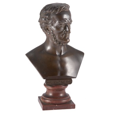 Lot 1095 - Bronze Bust of Richard Wagner Modeled in three-...