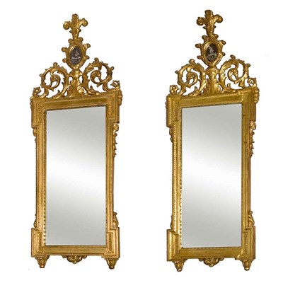 Lot 1379 - Pair of Louis XVI Style Gilt-Wood Mirrors Each...