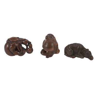 Lot 22 - Group of Three Japanese Boxwood Netsuke...