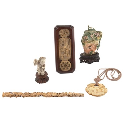 Lot 216 - Group of Chinese Ivory Articles 19th Century...