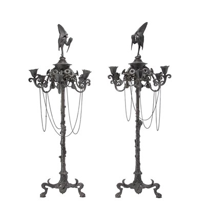 Lot 1355 - Pair of Auguste Nicholas Cain Bronze Six-Light...