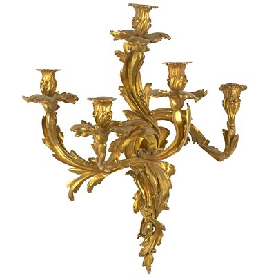 Lot 387 - Louis XV Style Gilt-Bronze Five-Light Sconce...